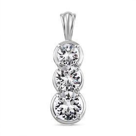 J Francis gefertigt mit SWAROVSKI Weißer Kristall Anhänger 925 Silber platiniert