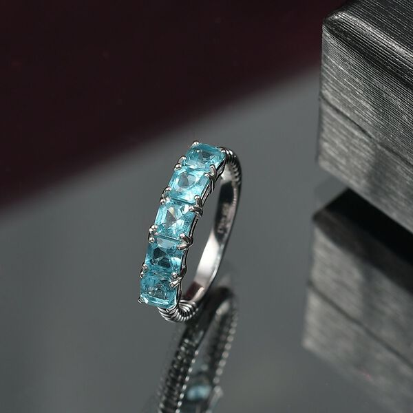 D’joy AA Betroka Blauer Apatit Ring 925 Silber rhodiniert (Größe 18.00) ca. 1,76 ct image number 2