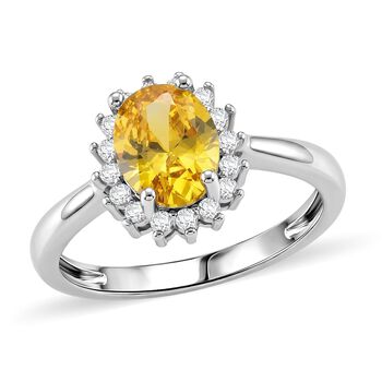 Gelber Zirkonia, Wei&szlig;er Zirkonia Ring Nickelfreies Messing (Gr&ouml;&szlig;e 17.00)