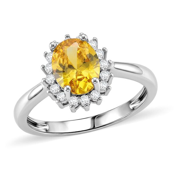 Gelber Zirkonia, Wei&szlig;er Zirkonia Ring Nickelfreies Messing (Gr&ouml;&szlig;e 17.00) image number 3