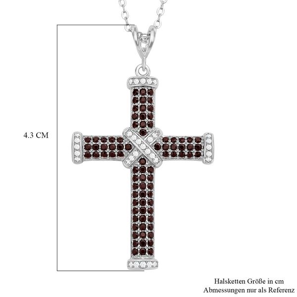 Roter Granat Kreuzanh&auml;nger mit Kette, 925 Silber rhodiniert ca. 0,51 ct image number 7