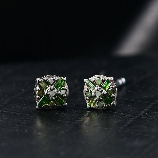 D'Joy Gr&uuml;ner Diamant Ohrringe 925 Silber rhodiniert ca. 0.15 ct image number 2