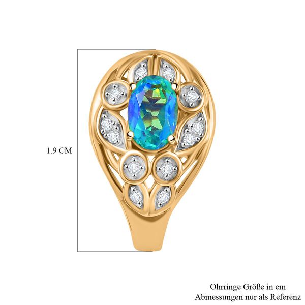 Pfau Quarz Triplett und Zirkon Ohrringe - 1,48 ct. image number 6