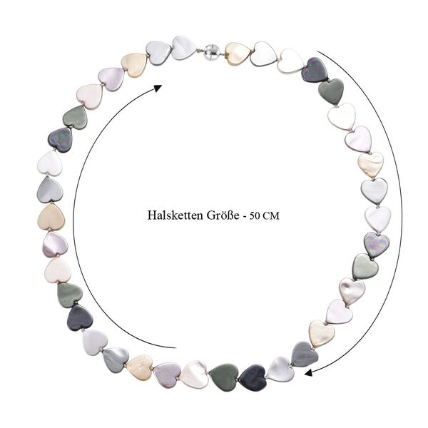 Mehrfarbige Herz Muschelkernperle 50cm Halskette image number 6