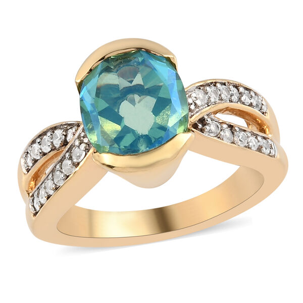 Pfau Triplett Quarz und Zirkon-Ring, 925 Silber Gelbgold Vermeil  ca. 2,99 ct image number 4