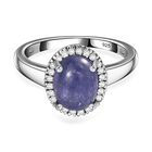 AA Tansanit, Weißer Diamant Ring 925 Silber rhodiniert (Größe 16.00) ca. 2,62 ct