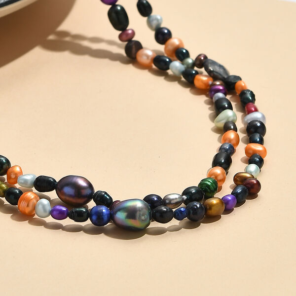 Mehrfarbige gef&auml;rbte Perle 122cm Halskette image number 2