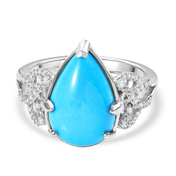 D'Joy AA Sleeping Beauty Türkis, Weißer Zirkon Ring 925 Silber rhodiniert (Größe 17.00) ca. 4.86 ct image number 0