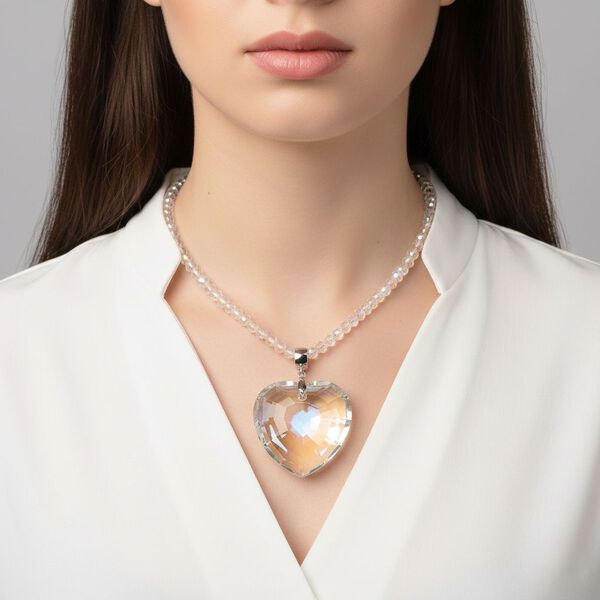 Wei&szlig;er Magie Farbe Kristall Anh&auml;nger mit Kette ca. 60 cm + 5 cm Extender image number 2