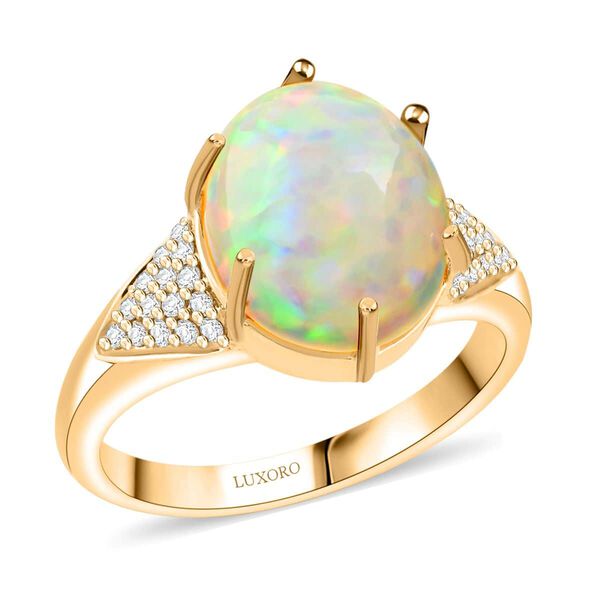LUXORO zertifiziert und gepr&uuml;ft AAA nat&uuml;rlicher, &auml;thiopischer Welo Opal und Diamant Ring in 417 Gold - 2,80 ct.