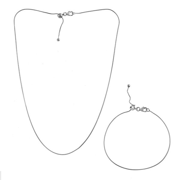 2er Set - Schlangenkette und Armband, Silber