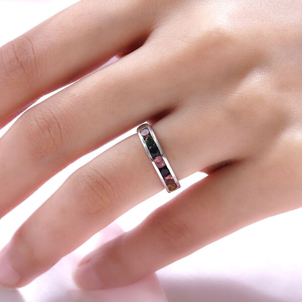 Mehrfarbig Turmalin Ring, 925 Silber platiniert  ca. 0,83 ct image number 3