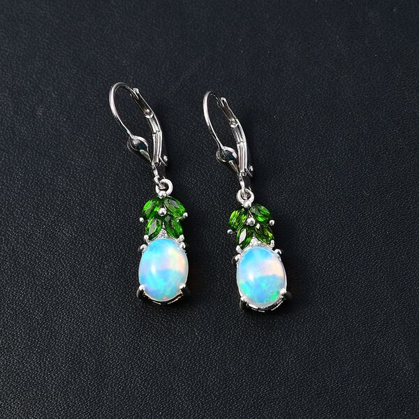 AA natürliche, äthiopische Welo Opal, Zirkon und Chromdiopsid-Ohrringe - 3,21 ct. image number 2