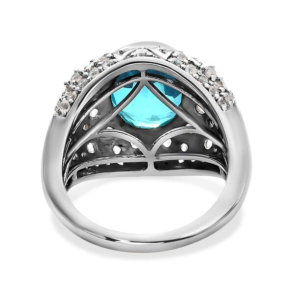 Paraiba Pfau Triplett Quarz und Zirkon Ring - 5,13 ct. image number 5
