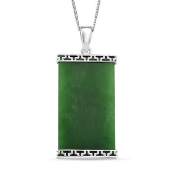 Gr&uuml;ner Jade Drachen-Anh&auml;nger mit 50cm Kette - 17,24 ct.