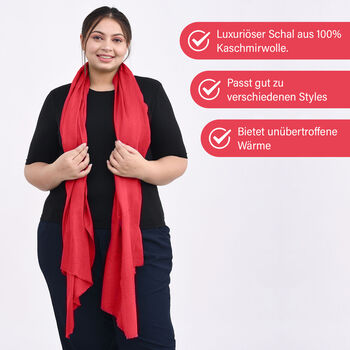 LA MAREY luxuri&ouml;ser und weicher Schal aus 100% Kaschmirwolle, 70x195 cm, Rubinrot