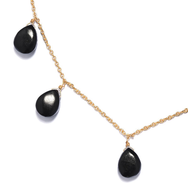 Shungit Halskette 50 cm 925 Silber vergoldet ca. 1,00 ct image number 4