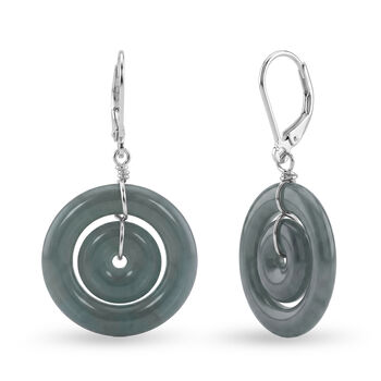 D'Joy Nat&uuml;rlicher Olmek Jadeit Ohrringe 925 Silber Rhodiniert ca. 30.00 ct
