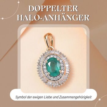 AAA Smaragd und Diamant Anh&auml;nger in 585 Gold - 1,09 ct.