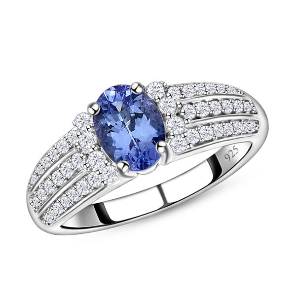Tansanit und weißer Zirkon-Ring - 1,25 ct. image number 4