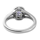 AAA Tansanit und Zirkon-Halo-Ring, 925 Silber platiniert, 0,78 ct. image number 5