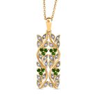 AA Natürlicher Chromdiopsid, Weißer Zirkon Schmuckset 925 Silber vergoldet ca. 0.88 ct