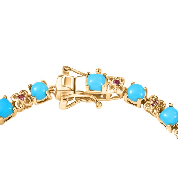 D joy AA Sleeping Beauty T&uuml;rkis, Rhodolith Granat, Armband ca. 19 cm 925 Silber 750 Gelbgold Vermeil (7-8 werktage Liferzeit) ca. 6.54 ct image number 3