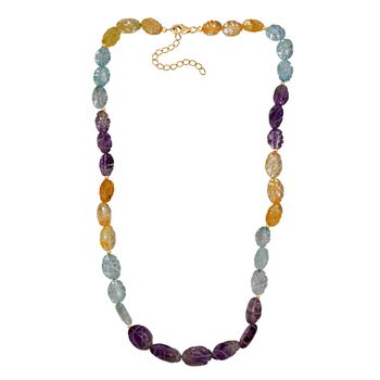 Aquamarin, afrikanische Amethyst und Citrin 45cm Halskette - 130 ct.