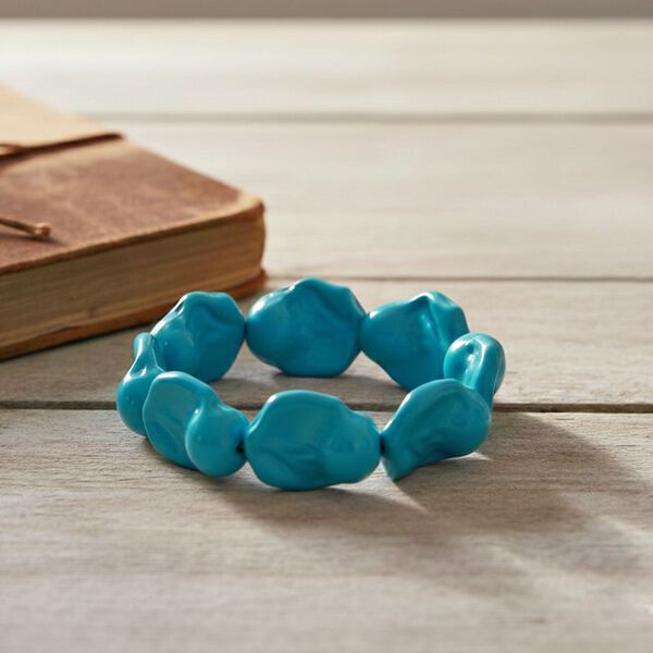 Flexibles Sleeping Beauty t&uuml;rkisfarbenes Fancy Muschelkernperle Armband image number 2