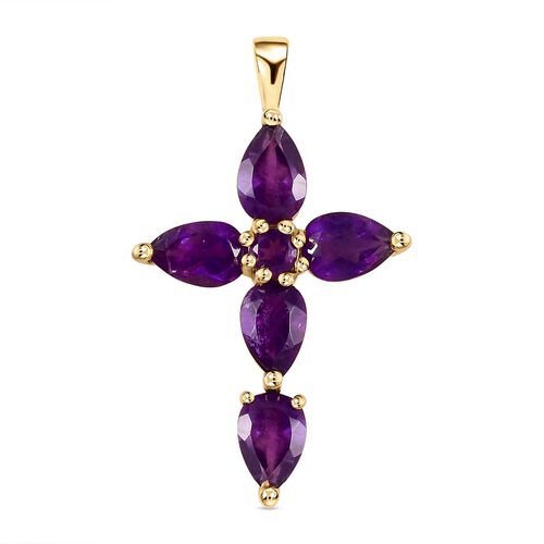 Afrikanischer Amethyst Kreuz-Anhänger, 925 Silber vergoldet ca. 2,03 ct image number 0