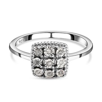 Wei&szlig;er Diamant-Ring, 925 Silber platiniert (Gr&ouml;&szlig;e 21.00) ca. 0.05 ct