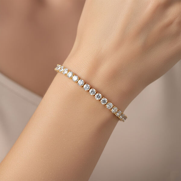 LUXURIANT SGL zertifiziertes VS-EF Labor Diamant 19cm Armband, 925 Silber vergoldet - 10 ct. image number 3