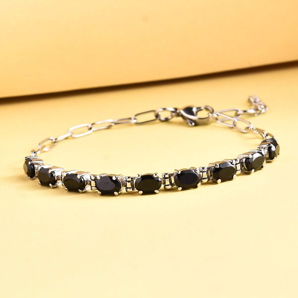 Schwarzes Spinell-Armband, ca. 19 cm, Edelstahl ca. 5.78 ct image number 2