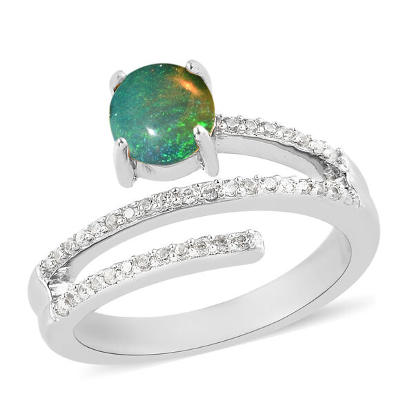 Nat&uuml;rlicher, &auml;thiopischer Opal und Zirkon-Ring - 0,89 ct. image number 5