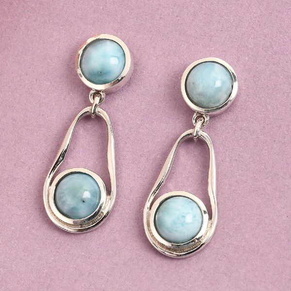 Larimar Ohrhänger 925 Silber platiniert ca. 3,14 ct  image number 2