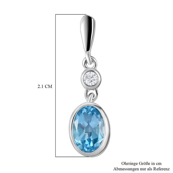 Schweizer Blautopas und weiße Zirkon-Ohrringe, 925 Silber platiniert ca. 2,06 ct image number 5