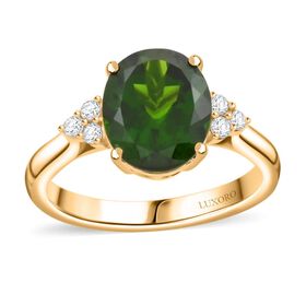 LUXORO zertifiziert und geprüft AAA natürlicher Chromdiopsid und Diamant Ring in 417 Gold - 3,75 ct.