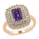Afrikanischer Amethyst und Zirkon Ring 925 Silber 585 Vergoldet image number 3
