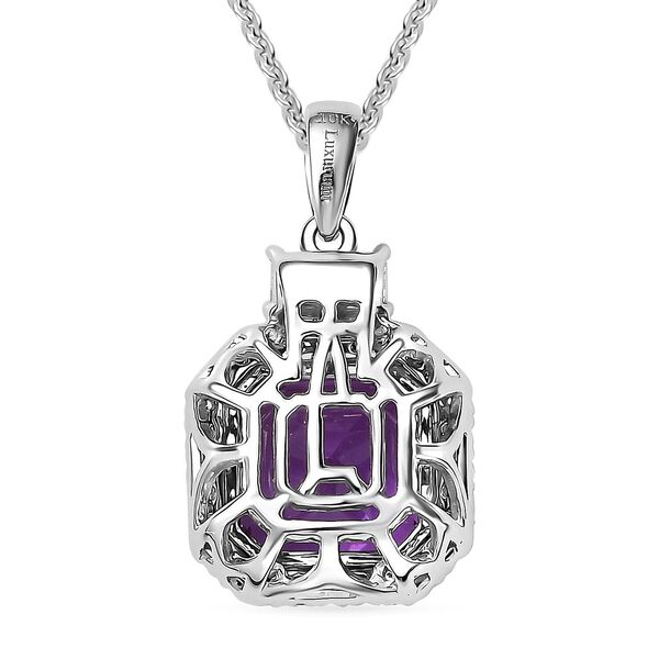 AAA Lab Grown Lila Saphir, Lab Grown Diamant Schmuckset ca. 45 cm 417 Gold, 417 Gold Wei&szlig;gold Vergoldet ca. 6.03 ct image number 4