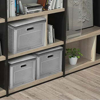 Faltbare Aufbewahrungsbox mit Fenster, grau