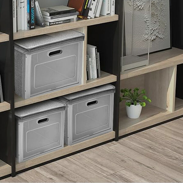 Faltbare Aufbewahrungsbox mit Fenster, grau image number 1