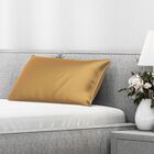 Serenity Night - Premium Collection - 1 Kissen mit 1 Kissenbezug aus 100% Maulbeerseide, mit Paspelierung, Perlmuttknöpfen und Federfüllung, 40 x 80 cm, Gold