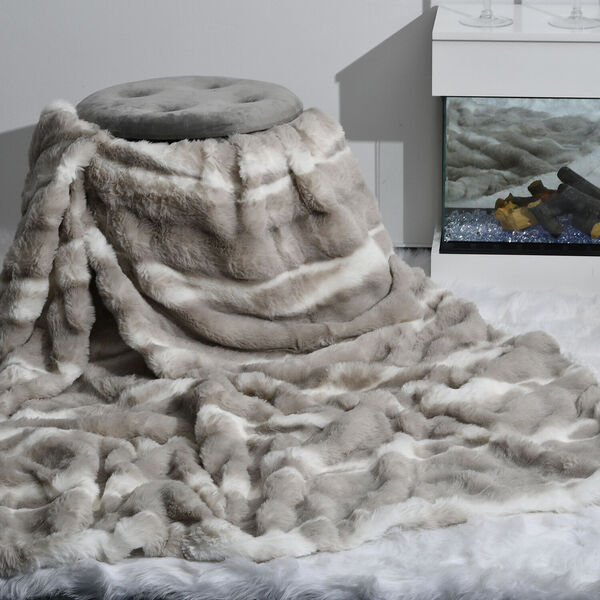 Deluxe Weiche Doppelseitige Kunstfell-Decke, 150x200cm, grau image number 0