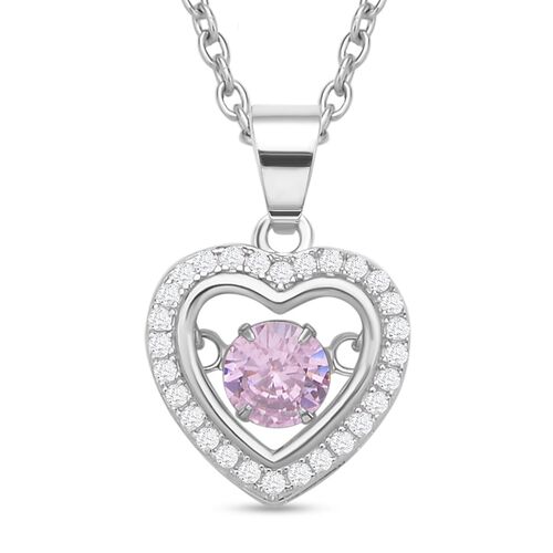 Rosa und weißer Zirkonia-Anhänger mit Kette - 1,02 ct. image number 0