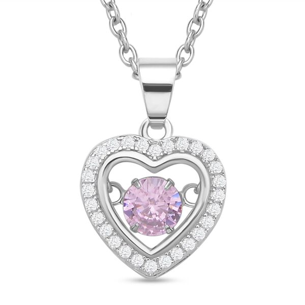 Rosa und wei&szlig;er Zirkonia-Anh&auml;nger mit Kette - 1,02 ct.