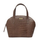 Assots London Cheryl - Handgefertigte Tragetasche aus krokogeprägtem echtem Leder, Größe 32x22x11cm, tan