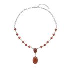 Goldenes Sandstein Collier, ca. 45 cm, silberfarben, ca. 70,00 ct