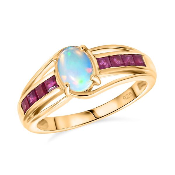 AA Natürlicher, äthiopischer Welo Opal und afrikanischer Rubin Ring - 1 ct. image number 3
