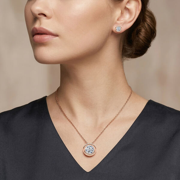 LUXURIANT SGL zertifizierte VS-EF Labor Diamant Ohrringe und Anh&auml;nger mit 50cm Kette image number 3