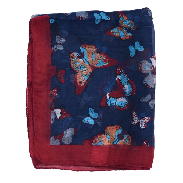 Bedruckter 100% Satin-Seidenschal, 48x160cm, himmelblau image number 5